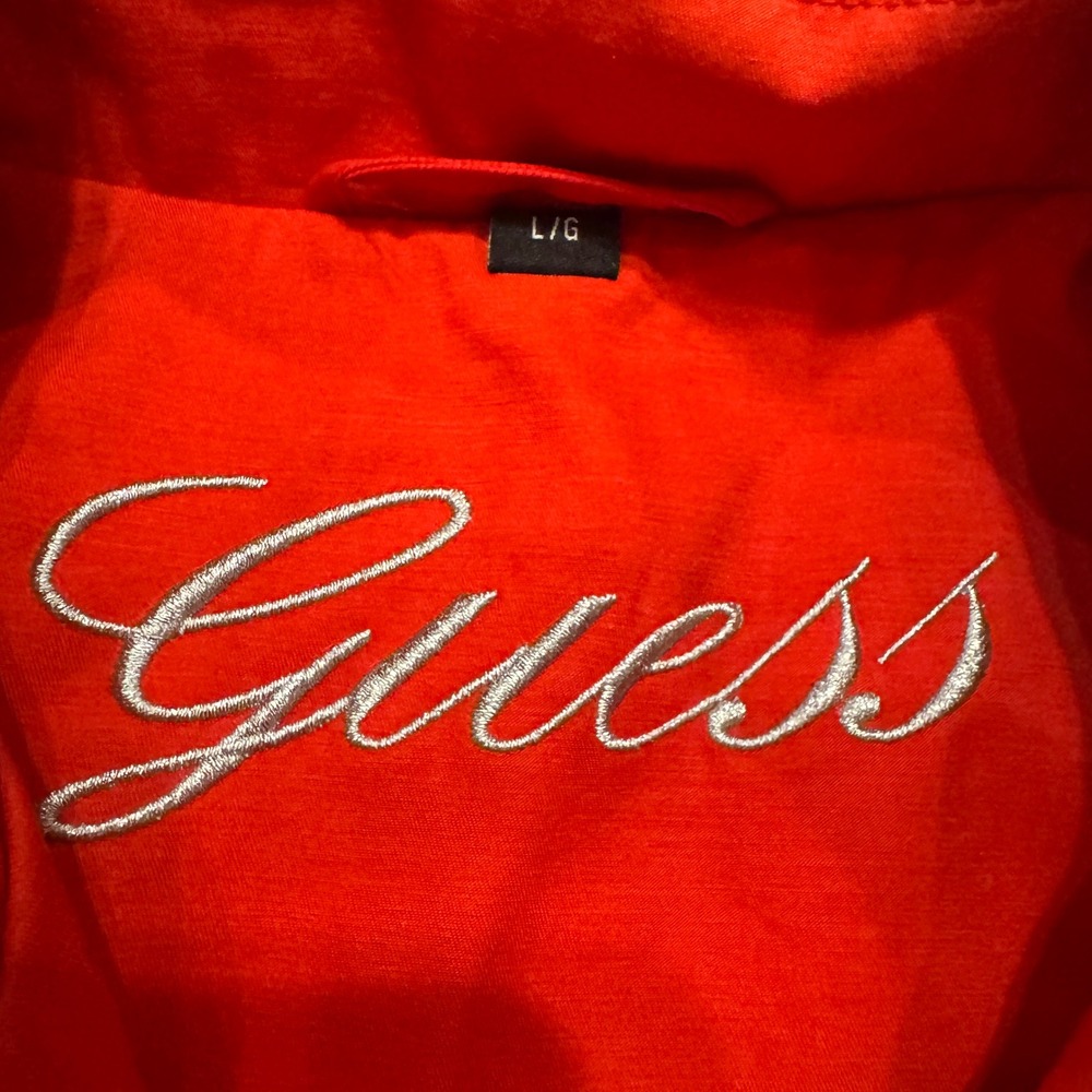 Guess‎ Womens Red Belted Trench Coat Pleated Hem Paisley Lining Large Y2K - Picture 6 of 15